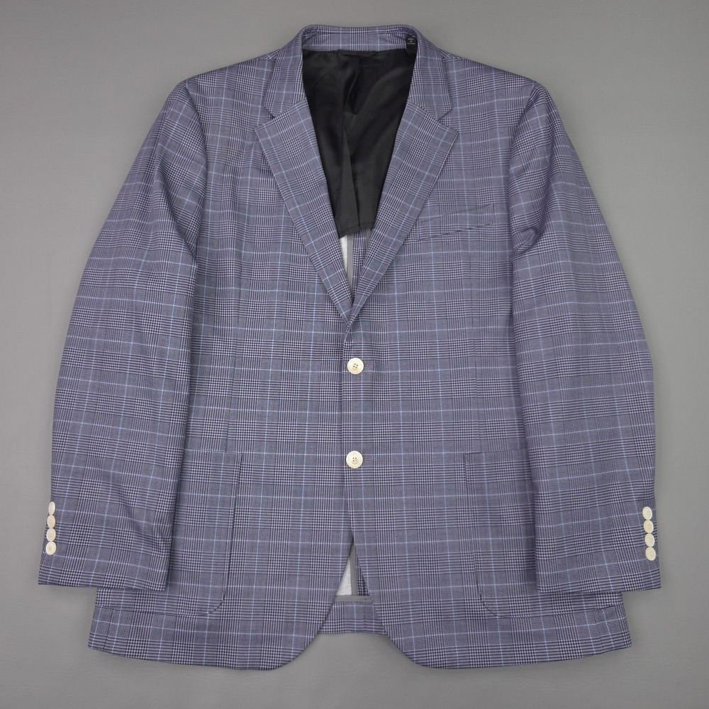 Michael Strahan Blazer Mens Large Purple Glen Plaid Stretch Sport Coat Jacket - Picture 1 of 13